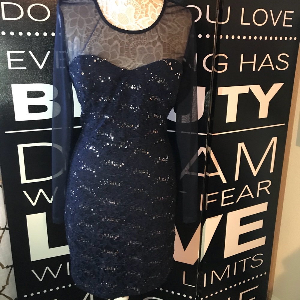 Sheer & Sequin Party Dress